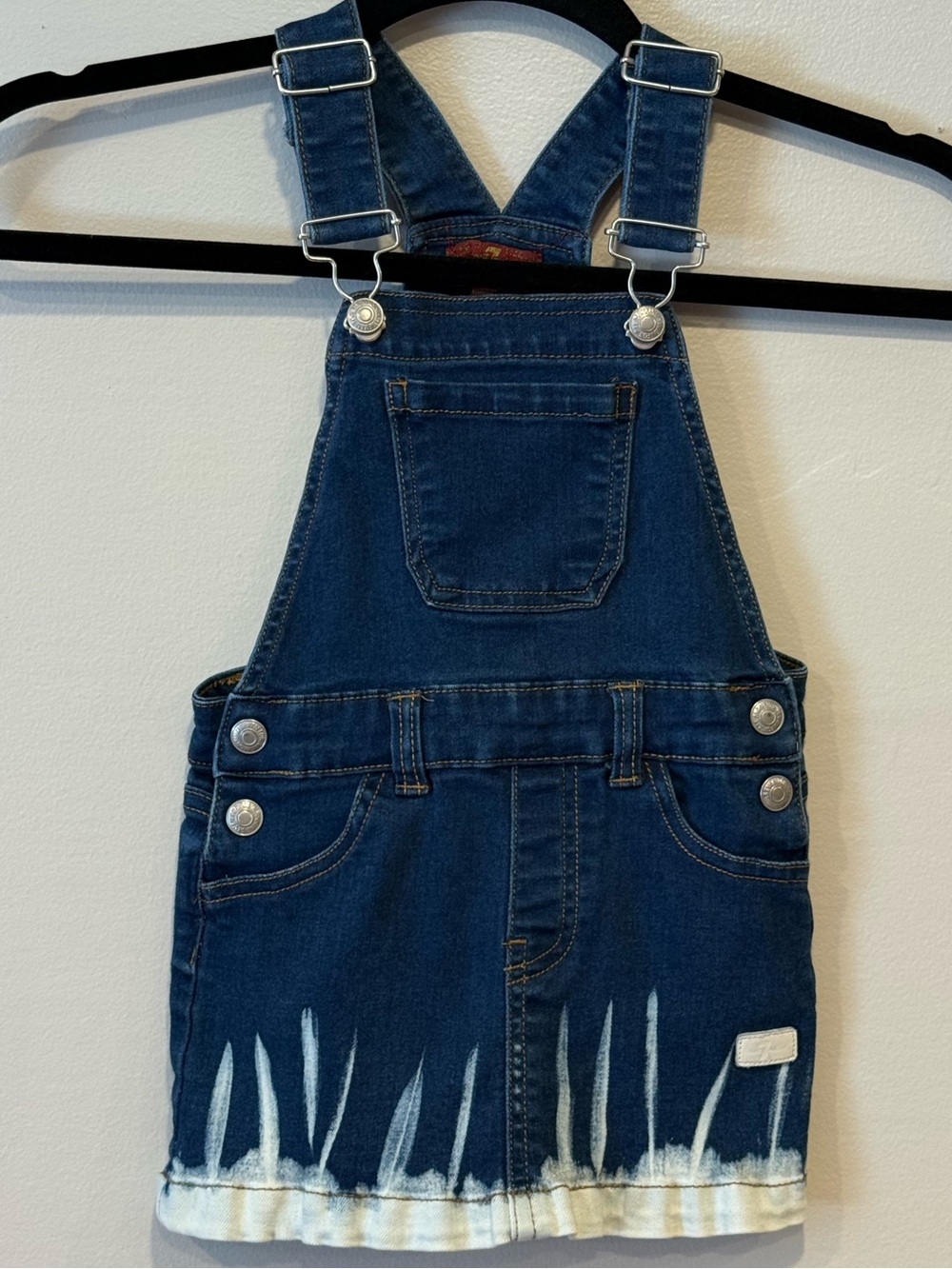 7 For All Mankind Baby Girls Denim Jean Overall Dress Jumper Skirt Size 24M